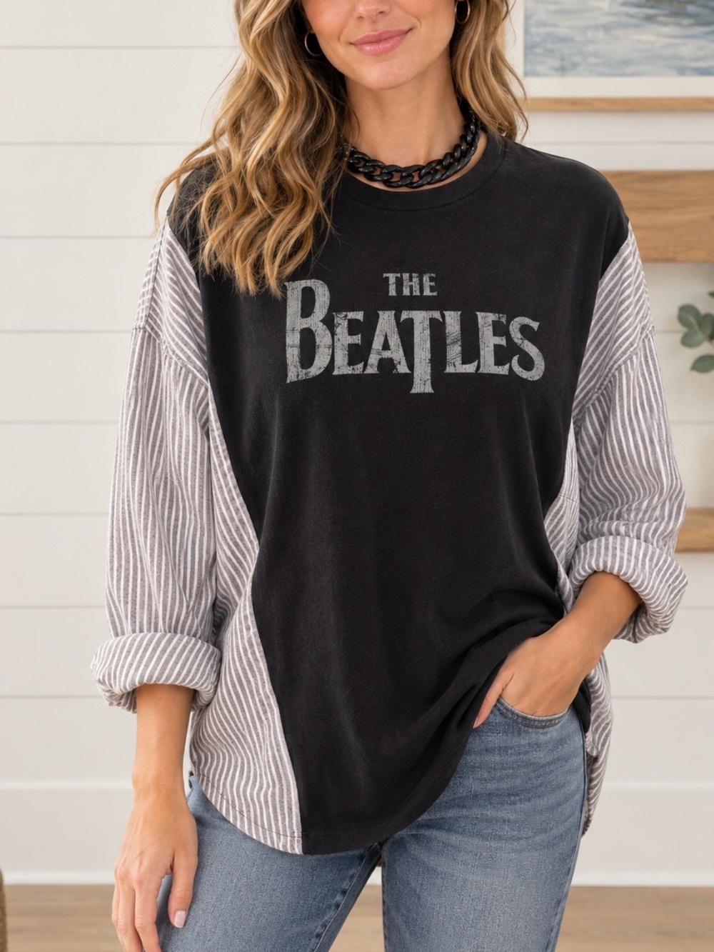 Beatles Upcycled Sargent Pepper‘s lonely hearts club band mash up T shirt